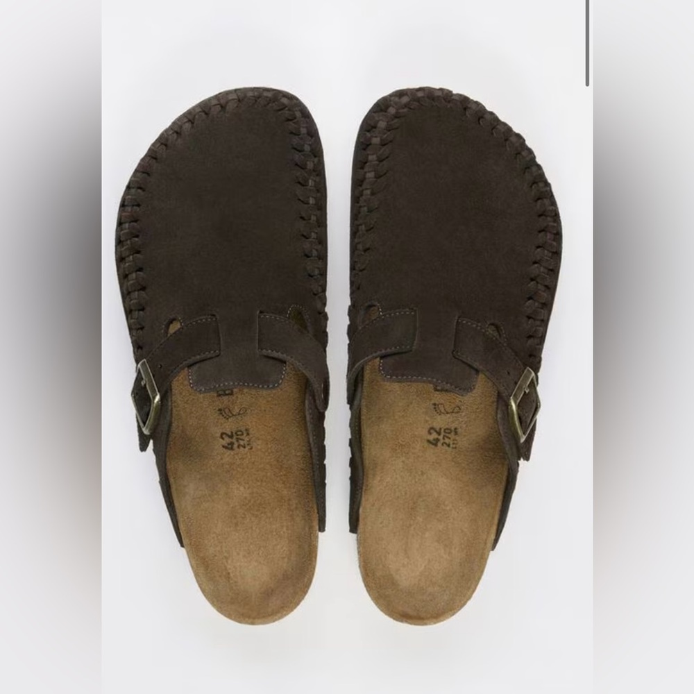 NWT Birkenstock x KITH, Boston braided, mocha, size 38 (US women’s 7 men’s 5)